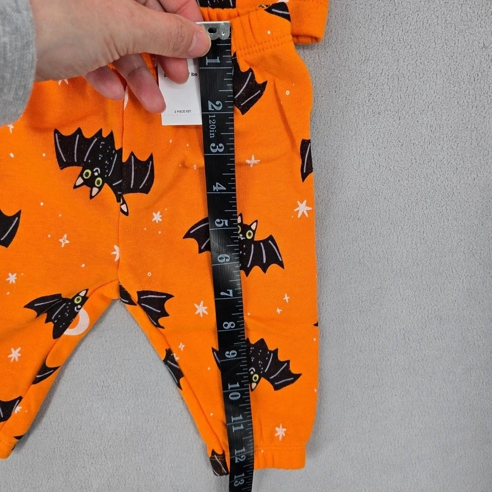 Old Navy Baby NWT 3-6M Halloween Bat Sweatshirt 2 Pc Set‎ Orange French Terry
